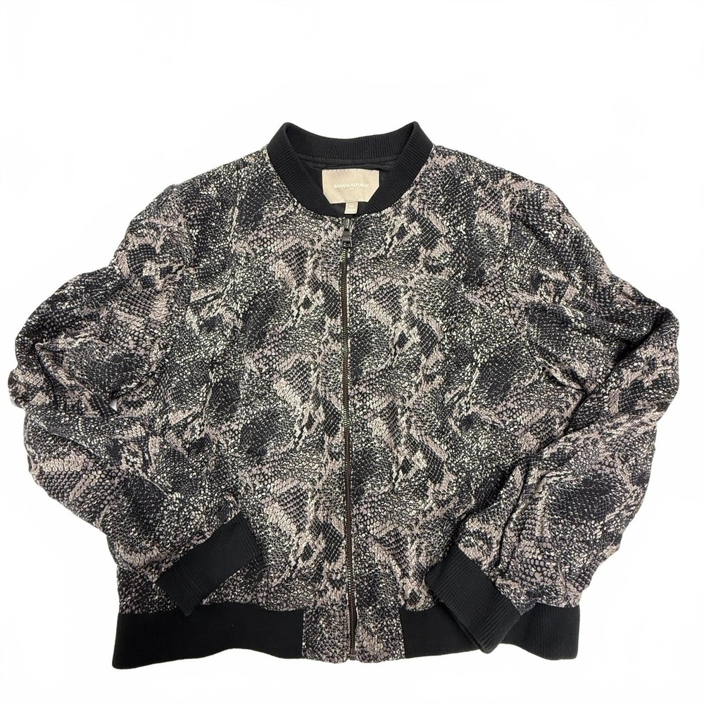 Banana Republic Black & Gray Snake-Print Varsity Jacket